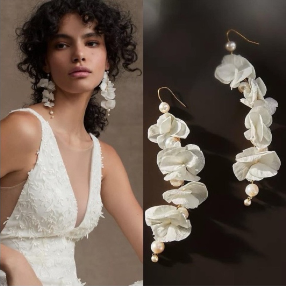 Anthropologie Les Couronnes de Victoire Elsa Wedding Earrings New In Box